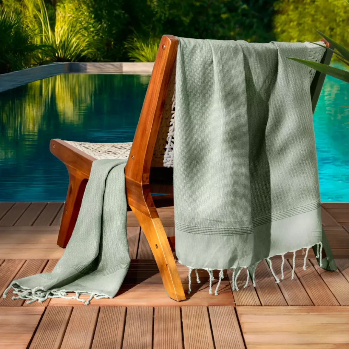 Fouta cotone riciclato (100 x 200 cm) Beach Verde cachi