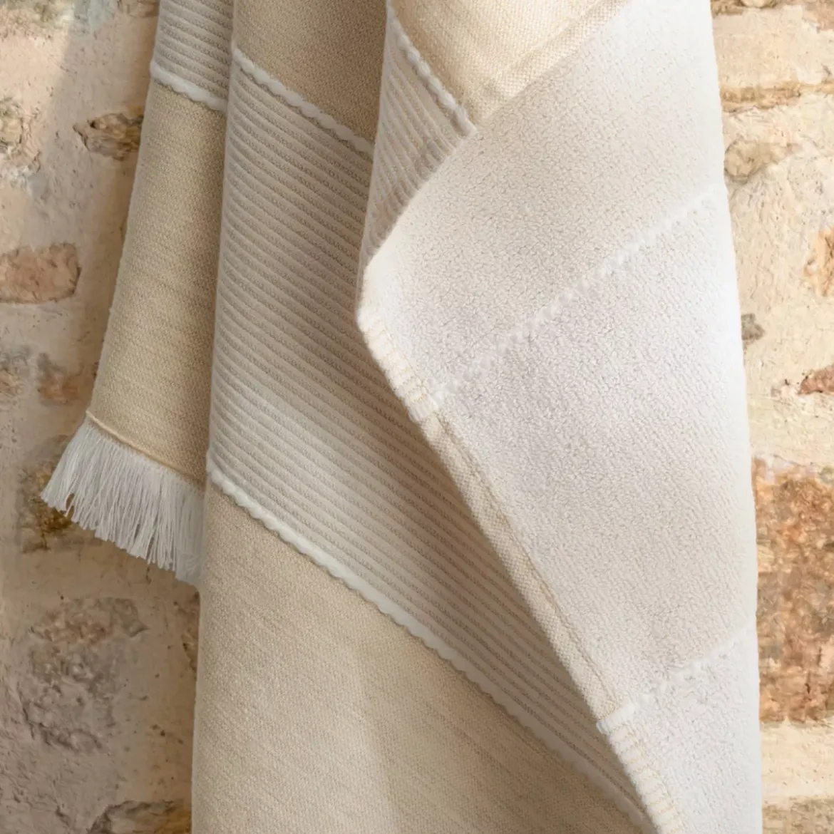 Fouta doppio cotone e spugna (180 x 180 cm) Mareva Beige