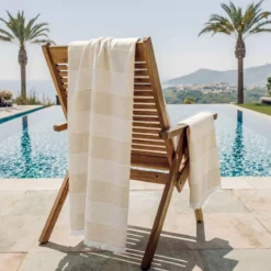 Fouta doppio cotone e spugna (180 x 180 cm) Mareva Beige