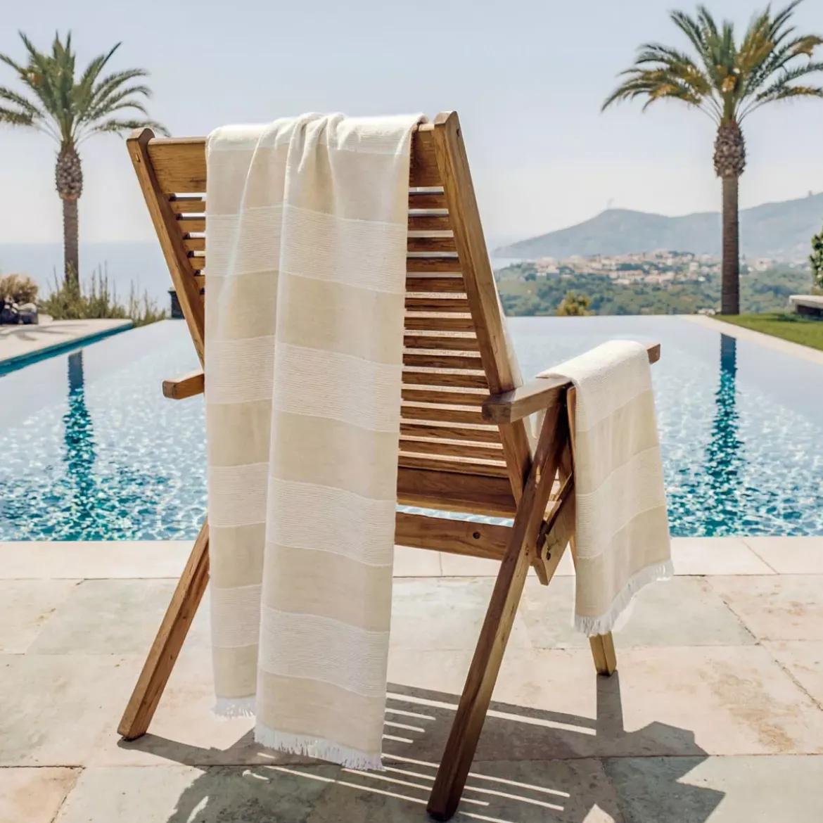 Fouta doppio cotone e spugna (180 x 180 cm) Mareva Beige