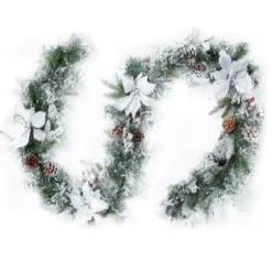 Ghirlanda decorata floccata Bianco