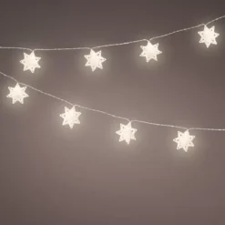 Ghirlanda di luci a pile 10 LED (2,25 m) Fiocchi di carta Bianco caldo