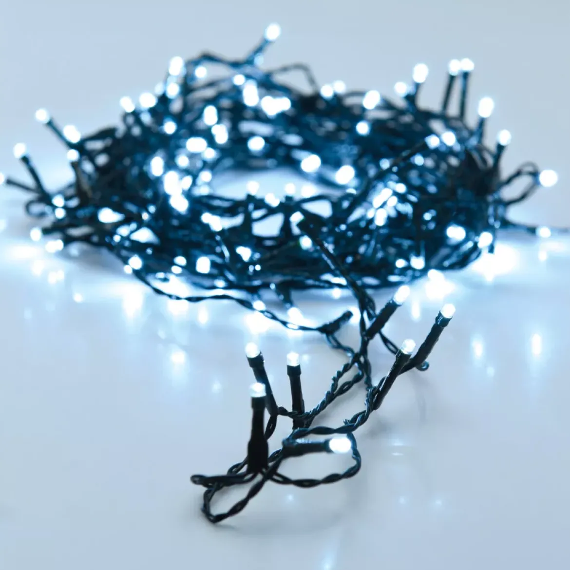 Ghirlanda luminosa a pile 3,5 m 48 LED cavo nero Lusso Bianco freddo