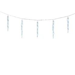 Ghirlanda luminosa collegabile 3,60 m 60 LED cavo trasparente Ghiaccioli effetto Flash Bianco freddo
