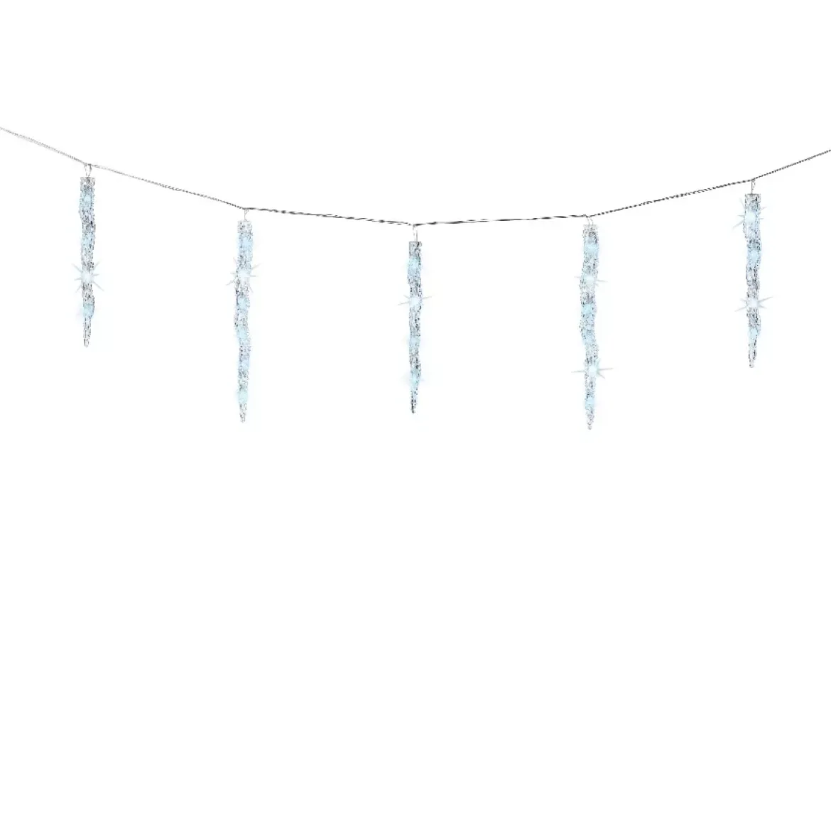 Ghirlanda luminosa collegabile 3,60 m 60 LED cavo trasparente Ghiaccioli effetto Flash Bianco freddo