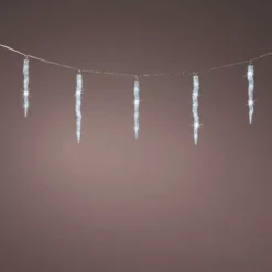 Ghirlanda luminosa collegabile 3,60 m 60 LED cavo trasparente Ghiaccioli effetto Flash Bianco freddo