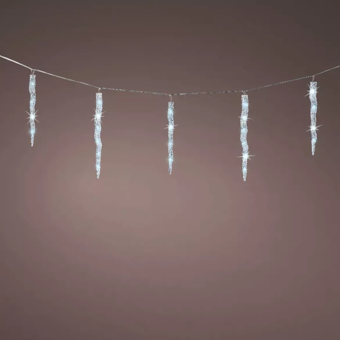 Ghirlanda luminosa collegabile 3,60 m 60 LED cavo trasparente Ghiaccioli effetto Flash Bianco freddo