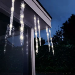 Ghirlanda luminosa collegabile 3,60 m 60 LED Ghiaccioli effetto Flash Bianco caldo
