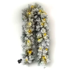 Ghirlanda luminosa di abete (180 cm - D25) Edmonton Verde innevato e bianco caldo