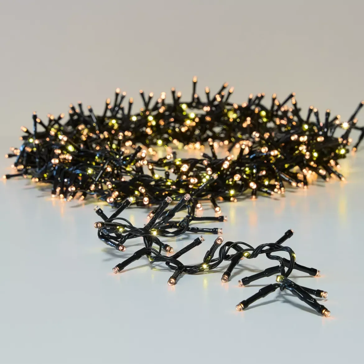 Ghirlanda luminosa 20 m 1410 LED cavo nero effetto cascata Bianco caldo