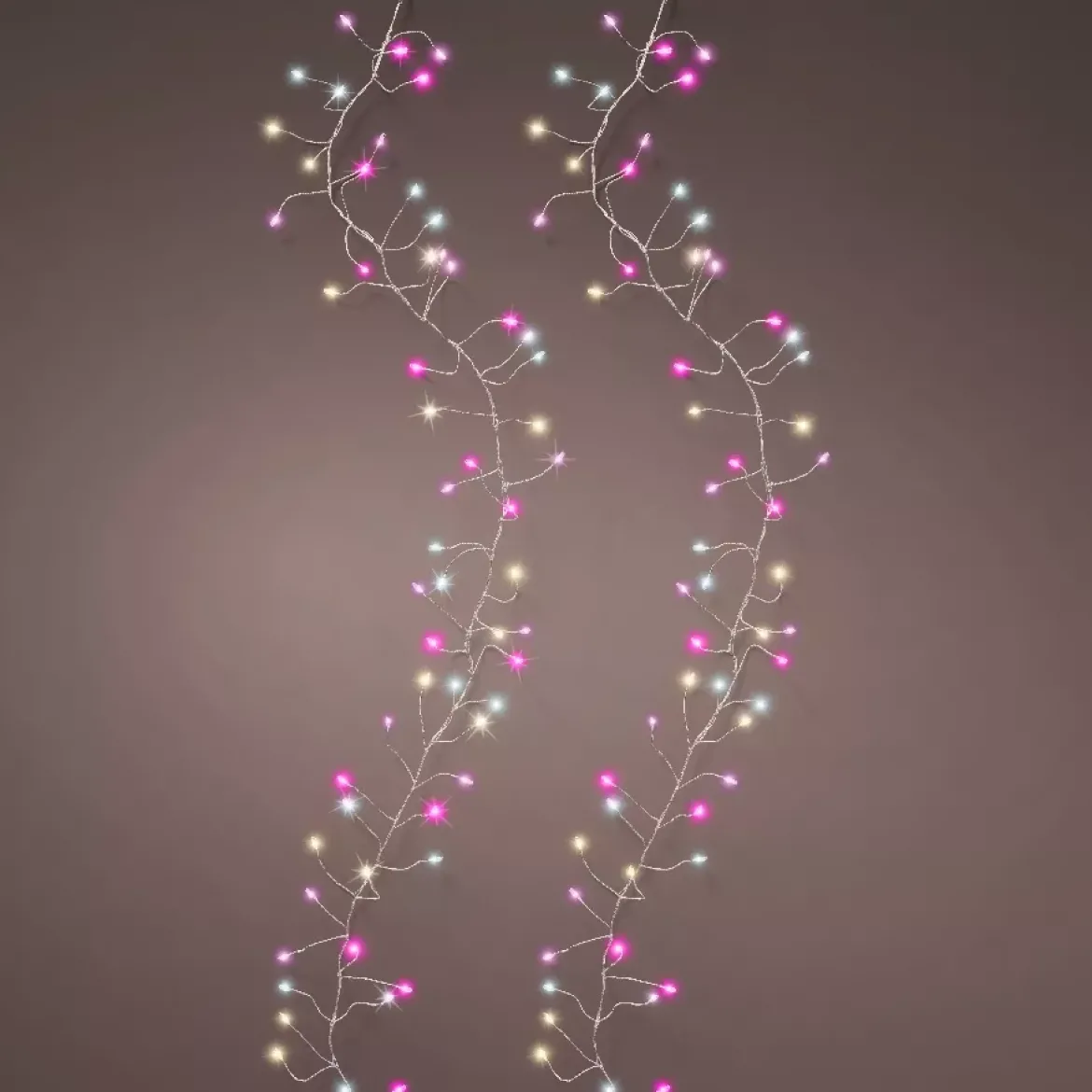 Ghirlanda luminosa 6 m 480 Micro LED cavo argento Luxe Tricolore Rosa, bianco caldo e freddo