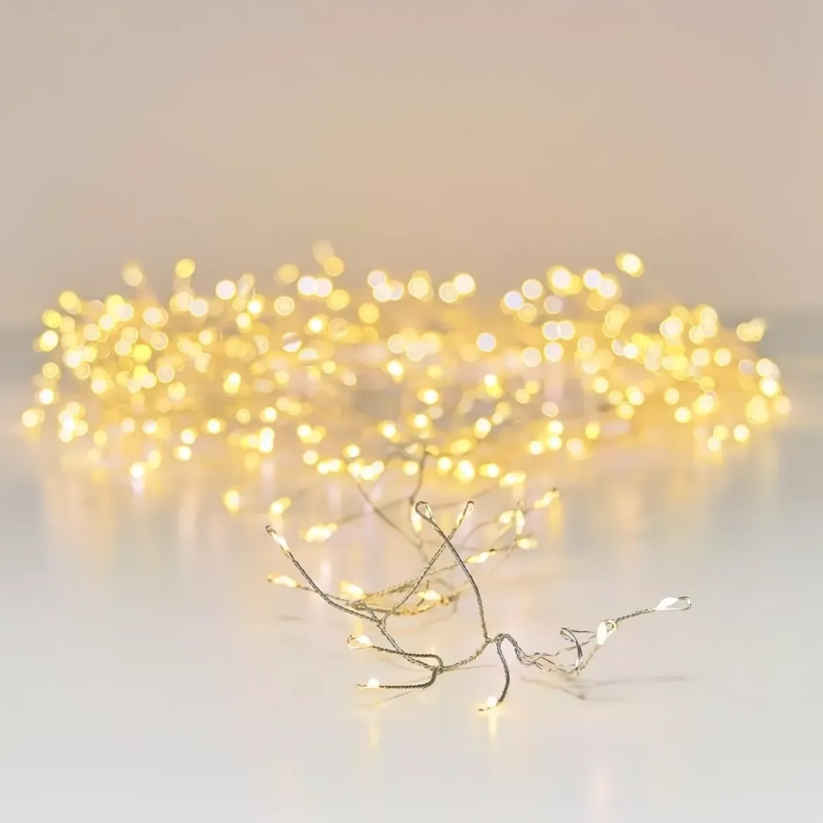 Ghirlanda luminosa 18 m 1440 Micro LED cavo argento Luxe Bianco caldo