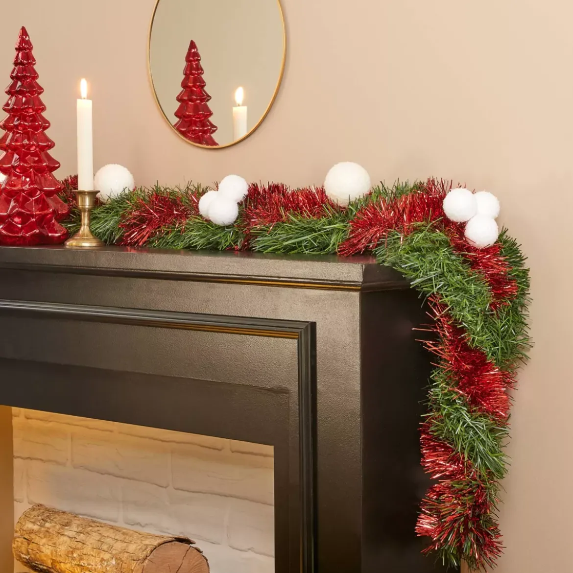 Ghirlanda per albero di Natale (270 cm) Festività Rosso e Verde