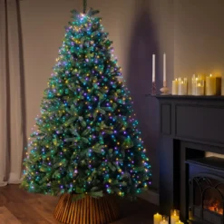 Ghirlanda tenda per albero H2,40m 832 Micro LED cavo verde Multicolore pastello