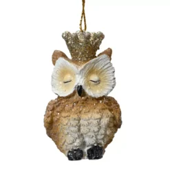 Gufo di Natale da appendere (H7 cm) Civetta Regina glitterato