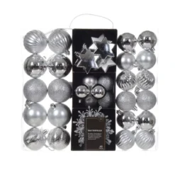 Kit di decorazione per albero di Natale (40 pezzi) Cristallo Argento
