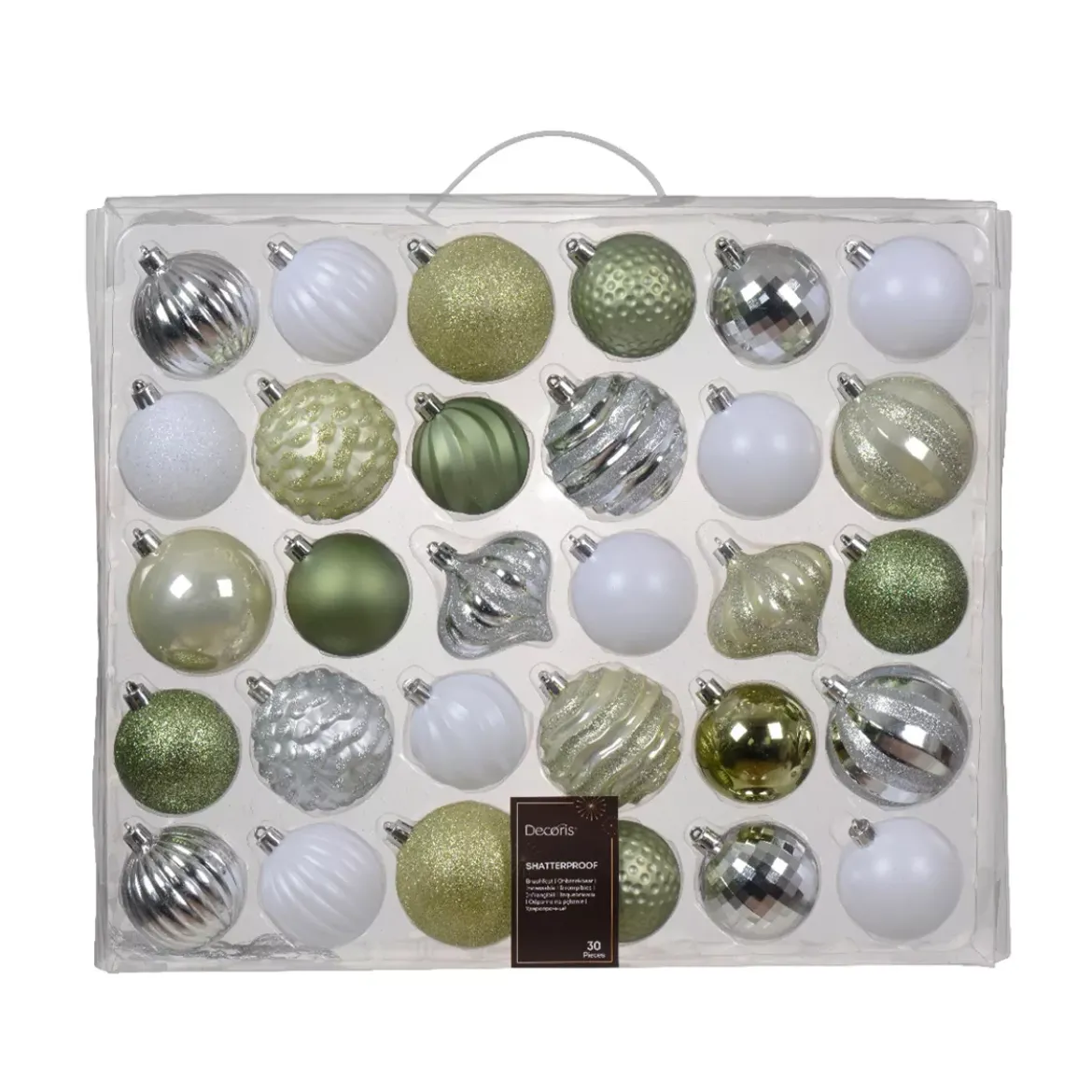 Kit di decorazione per albero di Natale Agéna Menta bianca, bianco e argento