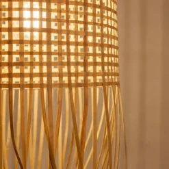 Lampada a sospensione con frange in bambù (H85 cm) Maoki Naturale