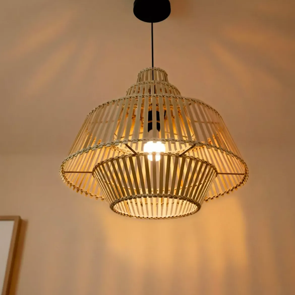 Lampada a sospensione design in bambù (D50 cm) Cabrera Naturale
