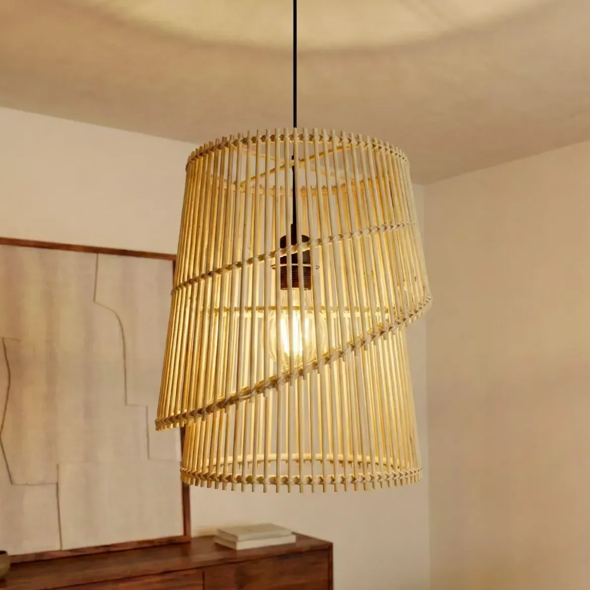 Lampada a sospensione design in bambù (H36 cm) Alicante Naturale