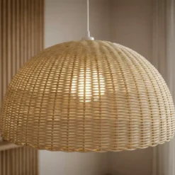 Lampada a sospensione in bambù intrecciato (D60 cm) Eivissa Naturale