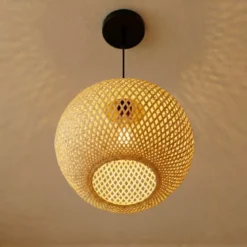 Lampada a sospensione rotonda in bambù (D40 cm) Kahala Naturale