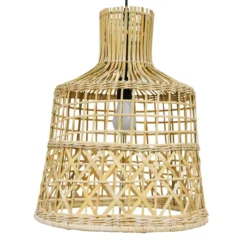 Lampada a sospensione traforata in bambù (H50 cm) Pampelune Naturale