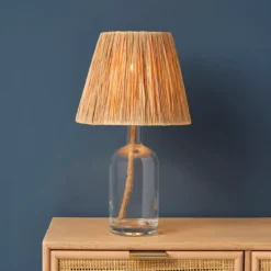 Lampada da tavolo in vetro e corde (H40 cm) Haddock Beige