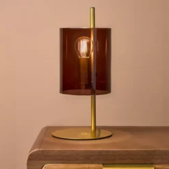 Lampada da tavolo in vetro (H34 cm) Victoria Marrone