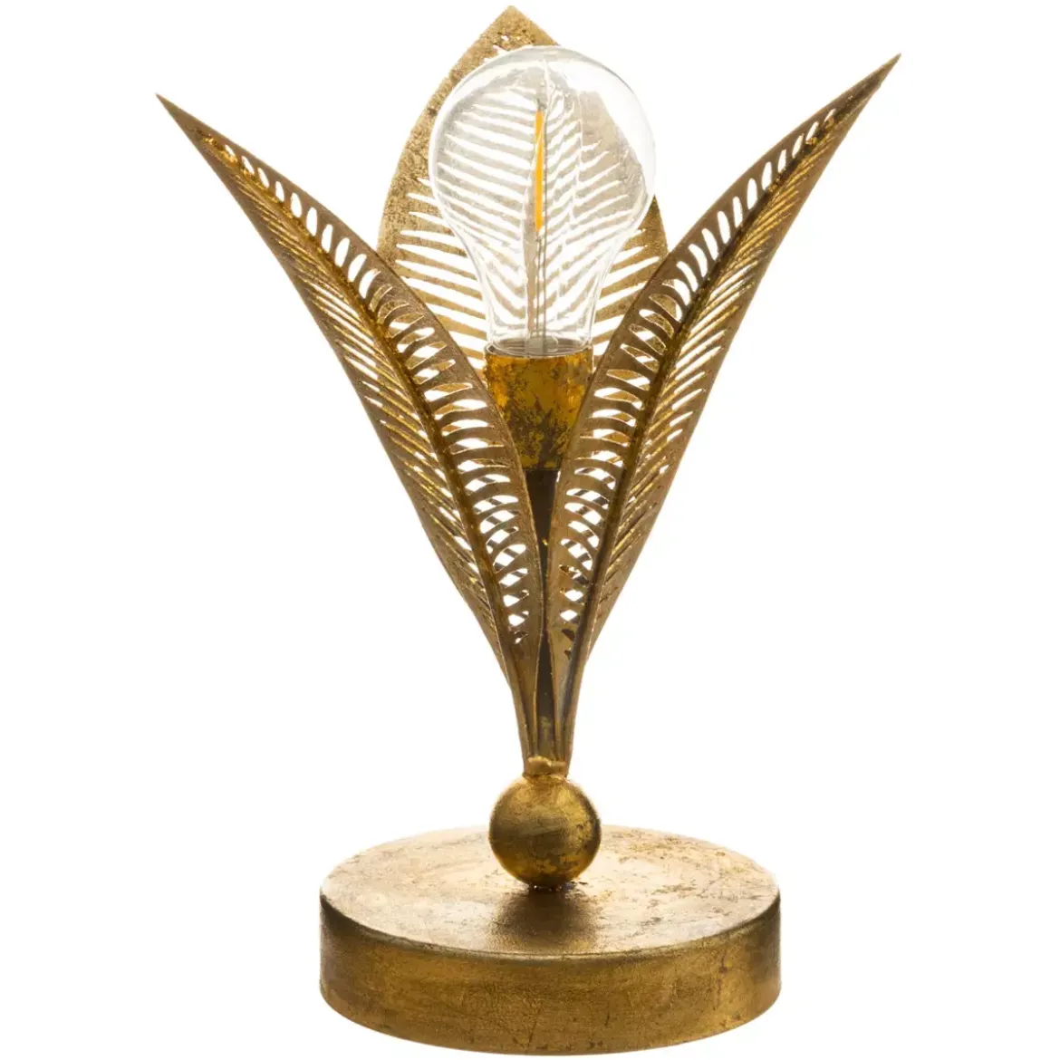 Lampada da tavolo metallo LED (H25 cm) Foglie Oro