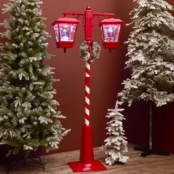 Lampada da terra doppia illuminata 66 LED (H188 cm) Natale magico Rosso