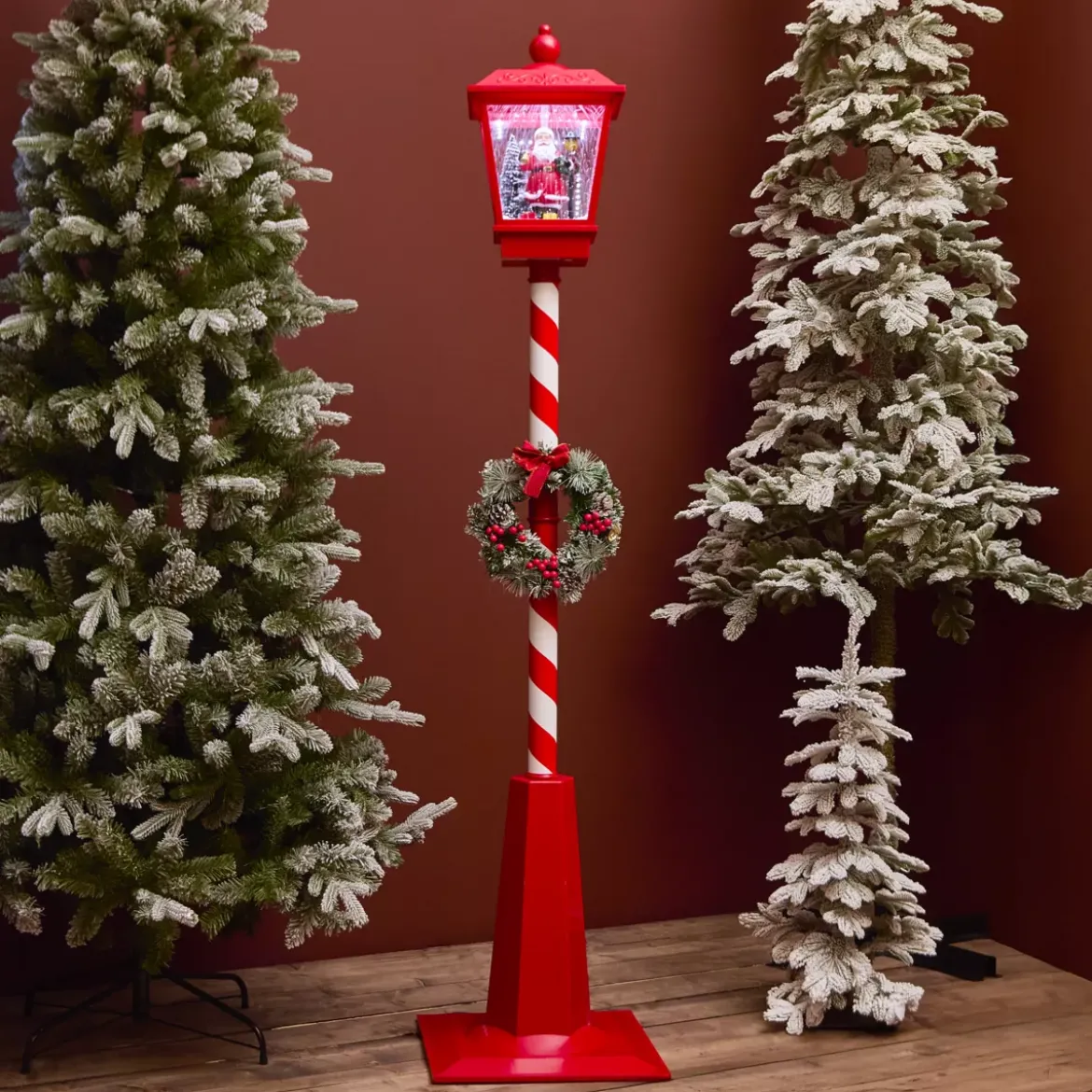 Lampada di Natale illuminata e animata 33 LED (H180 cm) Neve cadente Rosso