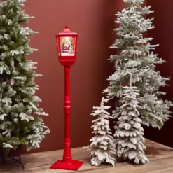 Lampada di Natale illuminata musicale e animata 10 LED (H185 cm) Neve cadente Rosso