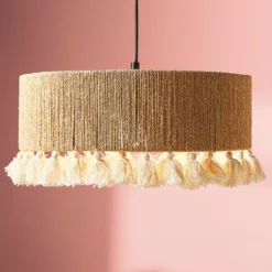 Lampadario a sospensione pon pon e corda (D35 cm) Charlotte Naturale