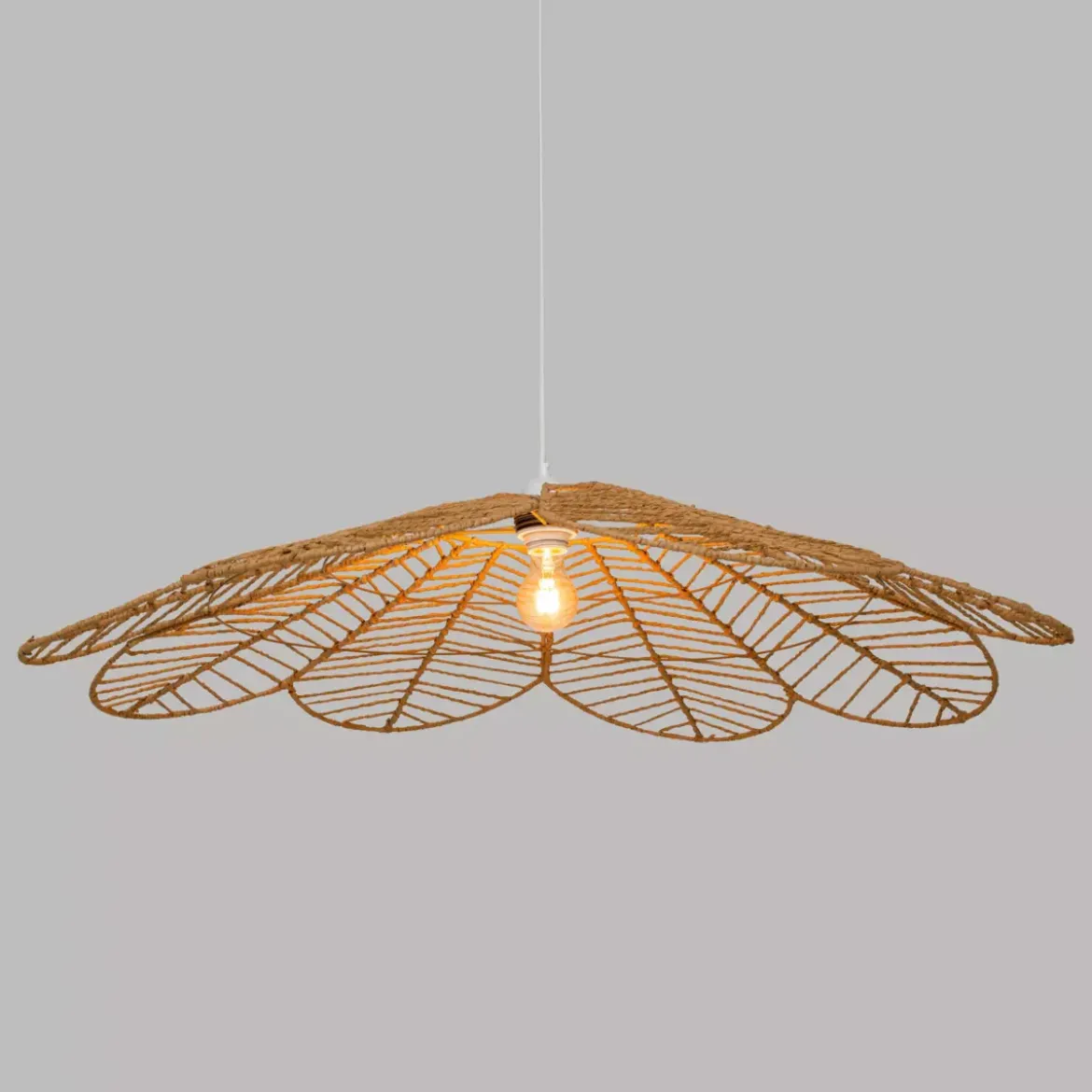 Lampadario a sospesione in corda (D98 cm) Fiore Folk Naturale