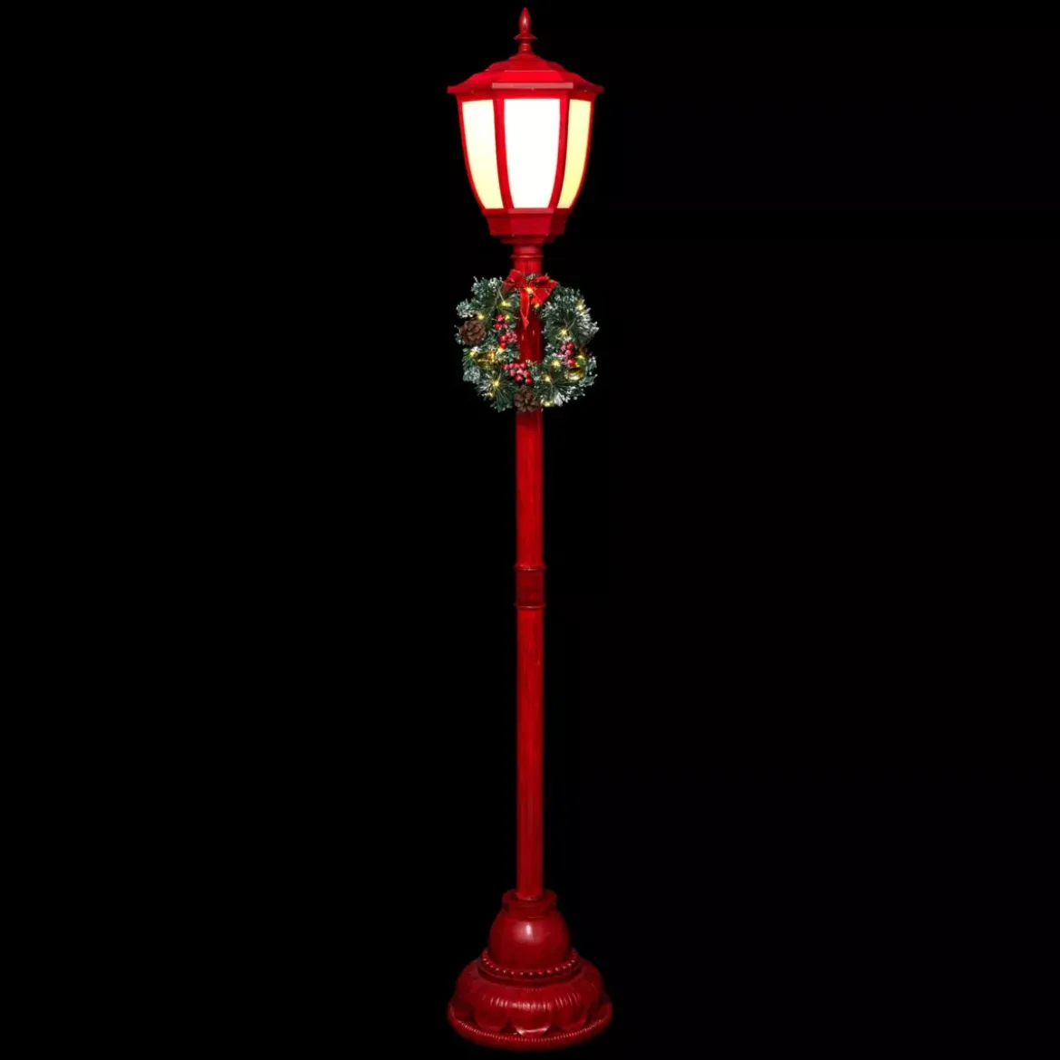 Lampadario di Natale illuminato (H185 cm) London Rosso e bianco caldo