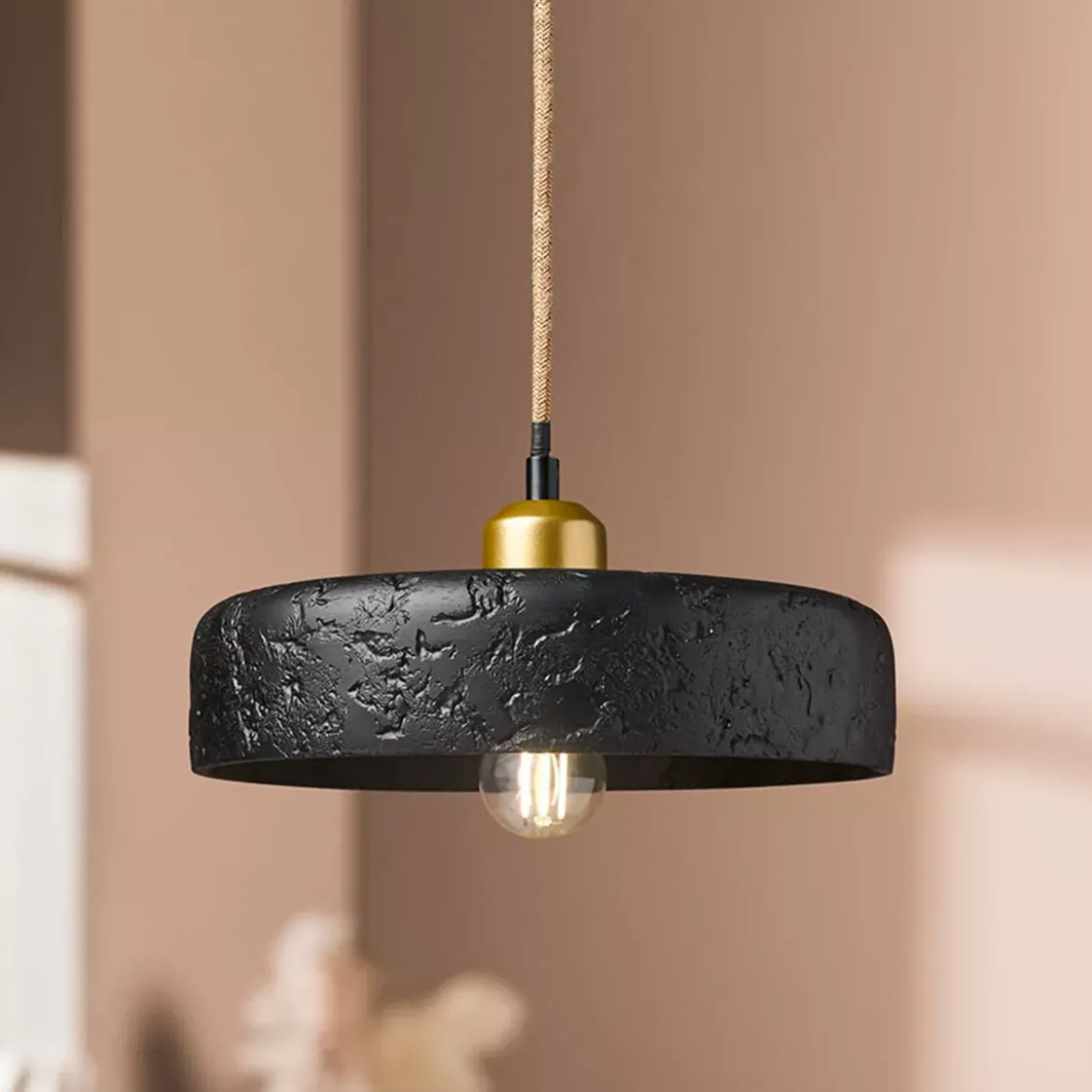 Lampadario in cemento (D25 cm) Portland Nero