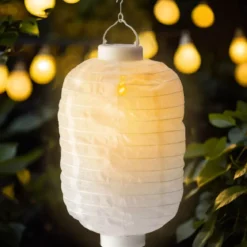 Lanterna solare cinese LED Cylindre effetto fiamma - Bianco caldo