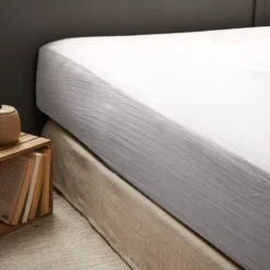 Lenzuolo con angoli di cotone (140 x 200 cm) Gaïa Grigio nuvola