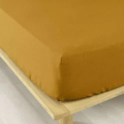 Lenzuolo con angoli flanella di cotone (180 x 200 cm) Nina Giallo ocra