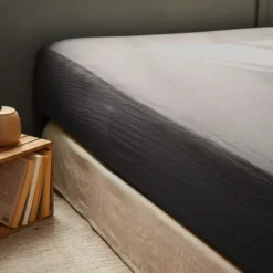 Lenzuolo con angoli garza di cotone (200 x 200 cm) Gaïa Grigio granito