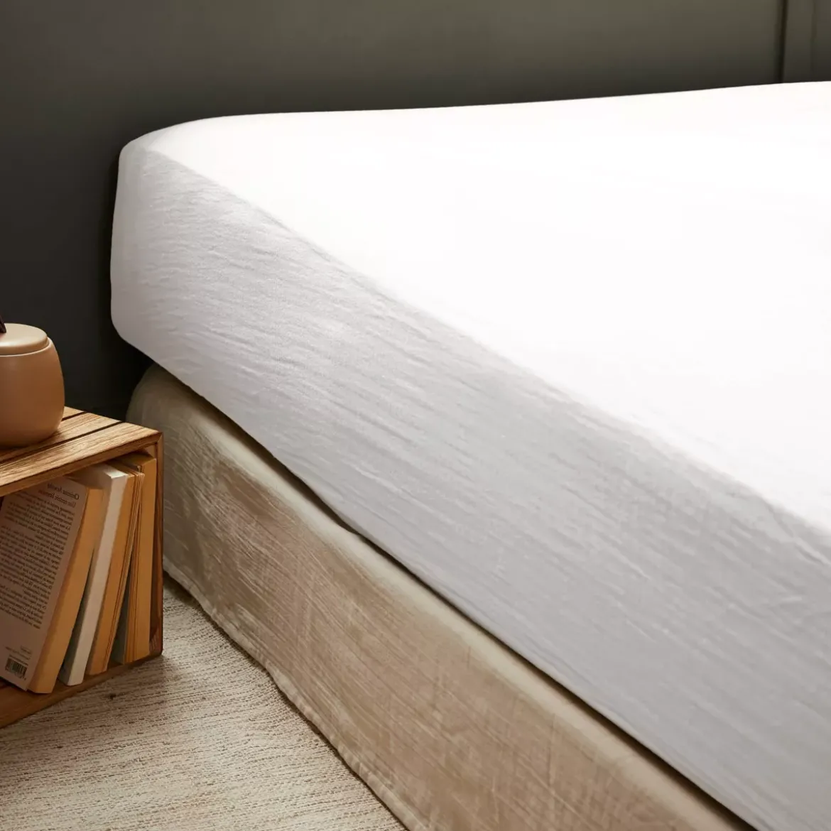 Lenzuolo con angoli garza di cotone (90 x 200 cm) Gaïa Bianco chantilly