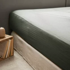 Lenzuolo con angoli garza di cotone (140 cm) Gaïa Verde rosmarino