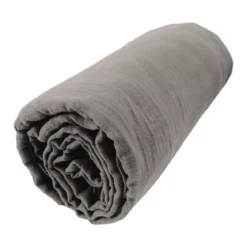 Lenzuolo con angoli garza di cotone (160 x 200 cm) Gaïa Grigio granito