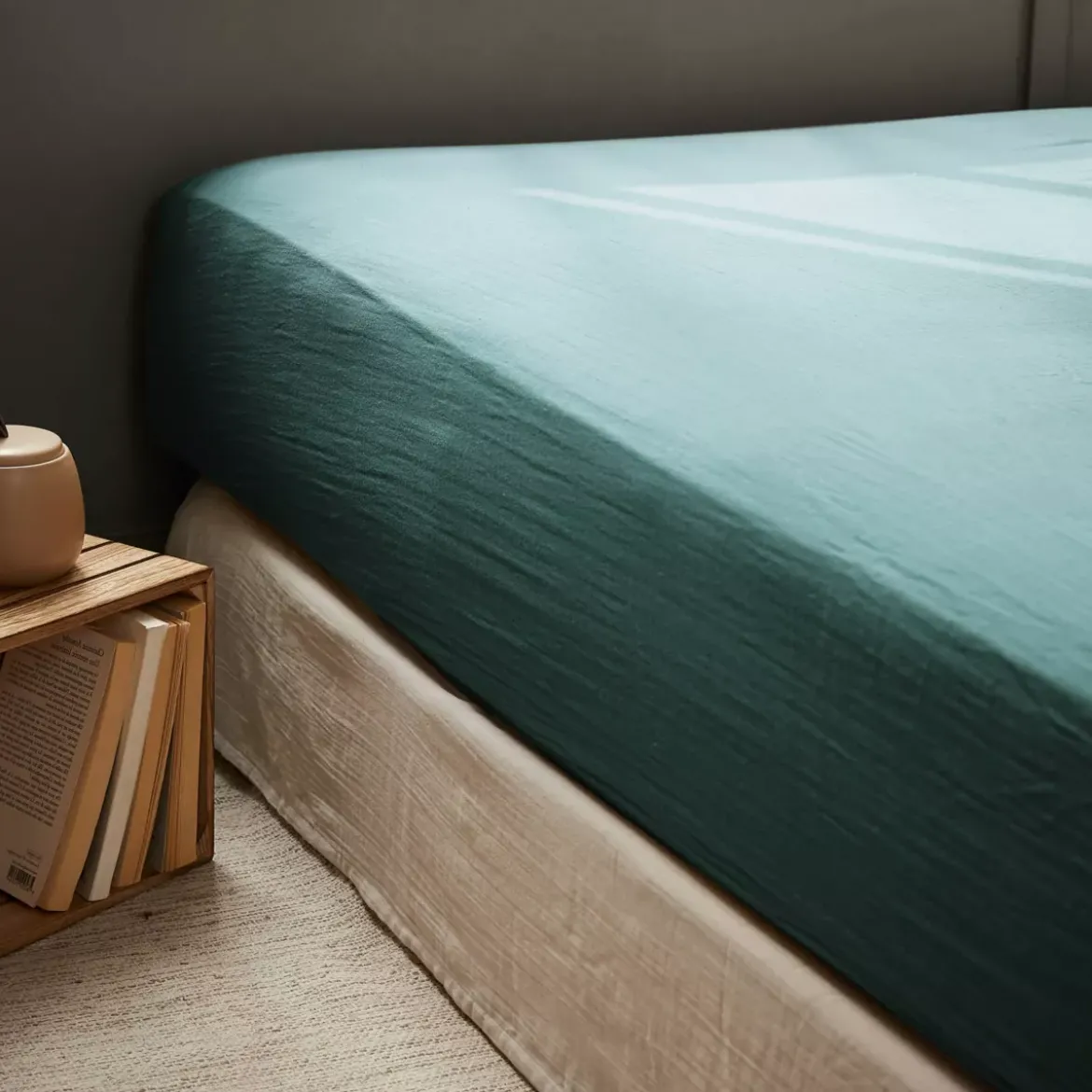 Lenzuolo con angoli garza di cotone (90 x 190 cm) Gaïa Blu ottanio