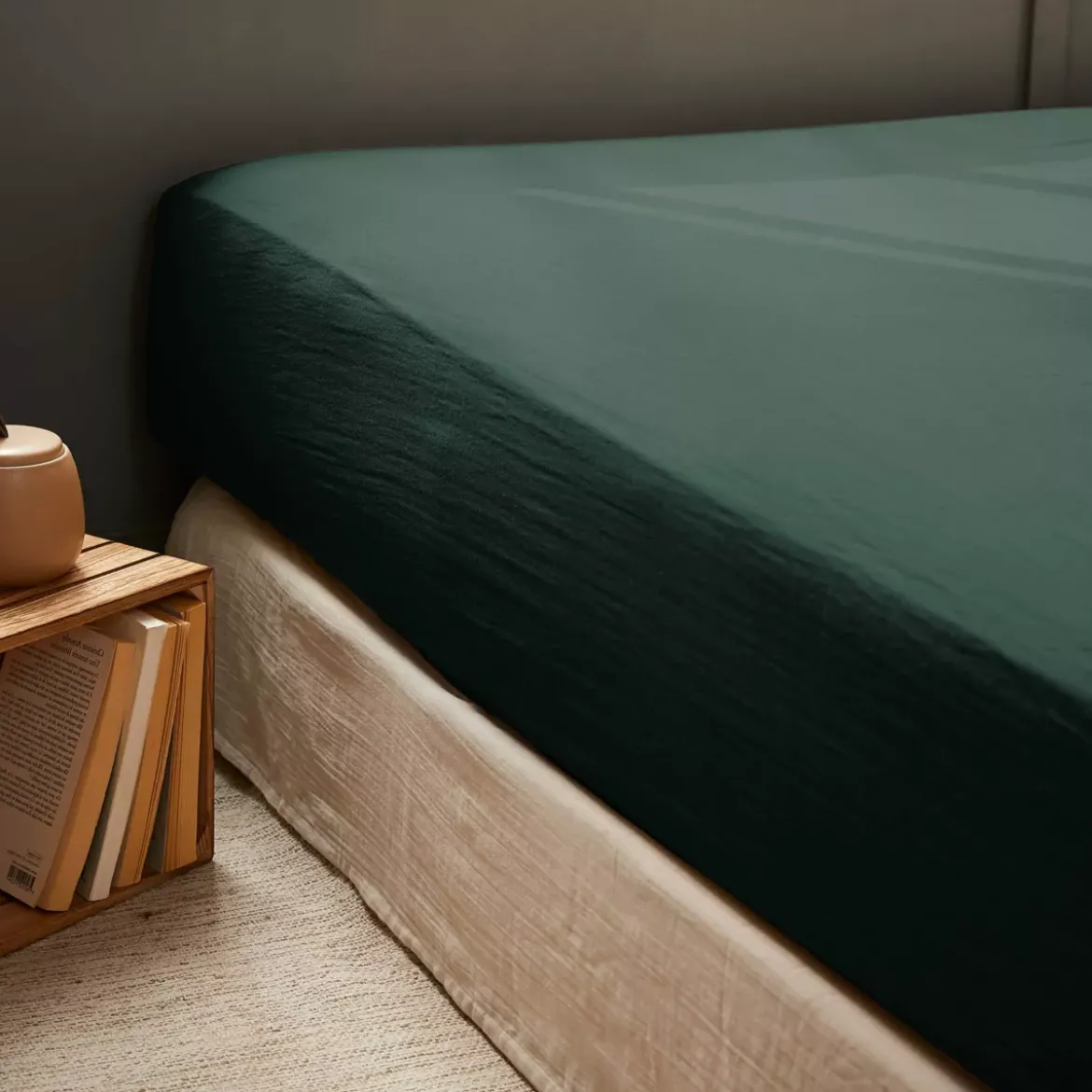 Lenzuolo con angoli garza di cotone (200 x 200 cm) Gaïa Verde abete