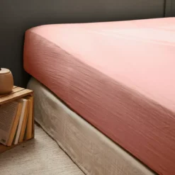Lenzuolo con angoli garza di cotone (180 cm) Gaïa Rosa pesca