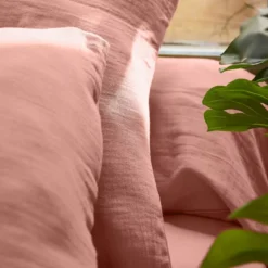 Lenzuolo con angoli garza di cotone (140 cm) Gaïa Rosa pesca