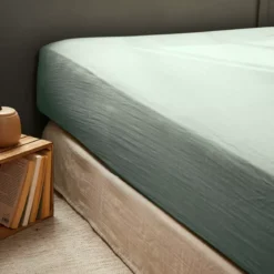 Lenzuolo con angoli garza di cotone (90 x 190 cm) Gaïa Verde eucalipto