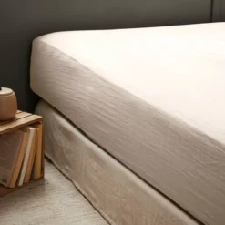 Lenzuolo con angoli garza di cotone (180 x 200 cm) Gaïa Beige pampa